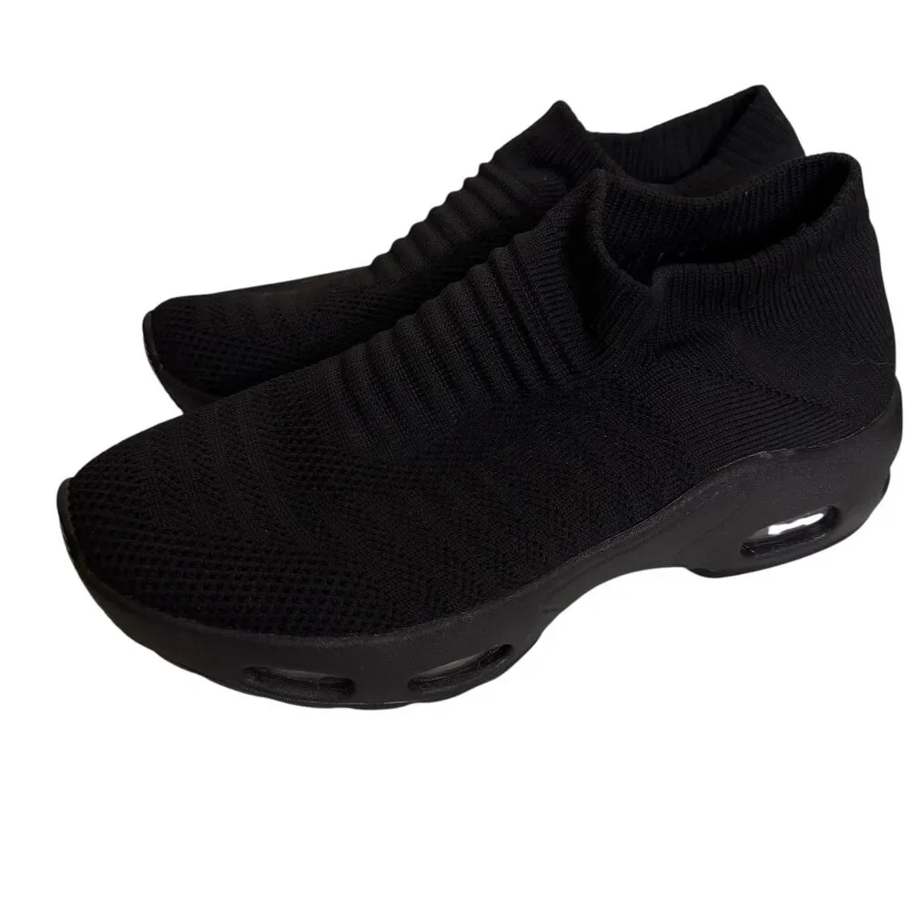 MRIP Womens Walking Shoes Sneakers Mesh Casual Slip On Black 9.5